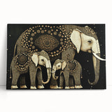 Stretched canvas print showcasing a vibrant abstract landscape with bold colors, leaning against a wall in a modern interior setting, perfect for home decor.