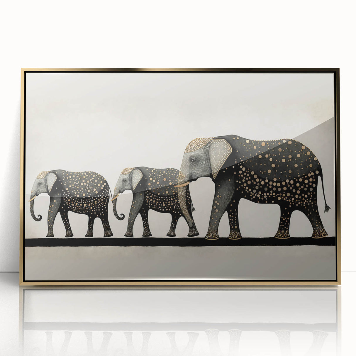 Framed acrylic wall art featuring a stunning gold design, perfect for modern decor. Ideal for enhancing living spaces with elegance and sophistication.