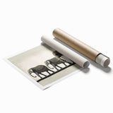 Rolled print showcasing vibrant African wall art with intricate geometric patterns, elegantly packaged in a protective cardboard tube, perfect for home decor enhancement.