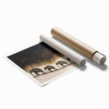 Rolled canvas print showcasing vibrant African wall art with intricate designs and a textured finish, securely packaged in a protective cardboard tube. Ideal for home decor enthusiasts seeking unique cultural artwork.