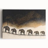 Stretched canvas print showcasing vibrant African tribal art in rich colors, displayed against a neutral background, perfect for home decor or cultural aesthetics.