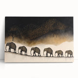 Stretched canvas artwork depicting a vibrant abstract landscape, leaning against a neutral wall. Ideal for modern home decor, showcasing rich colors and textures.