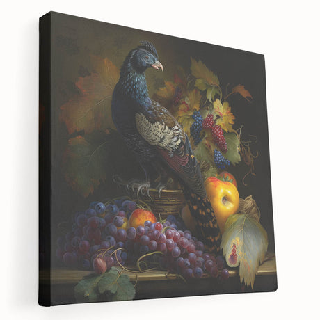 Stretched canvas artwork showcasing a vibrant abstract design in rich colors, viewed from the side, ideal for modern home decor or art collectors.