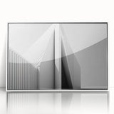 Framed acrylic print of a mid-century modernist abstract design in muted earth tones, suitable for modern art wall decor.