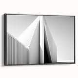 Framed canvas featuring a black and white vintage landscape painting, ideal for bedroom decor.