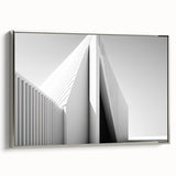 Vintage poster art on framed canvas, featuring colorful abstract designs against a black background.