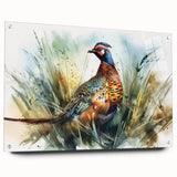 Acrylic glass side view showcasing a sleek, modern design with metal pins, perfect for contemporary decor or framing artwork, emphasizing clarity and elegance.