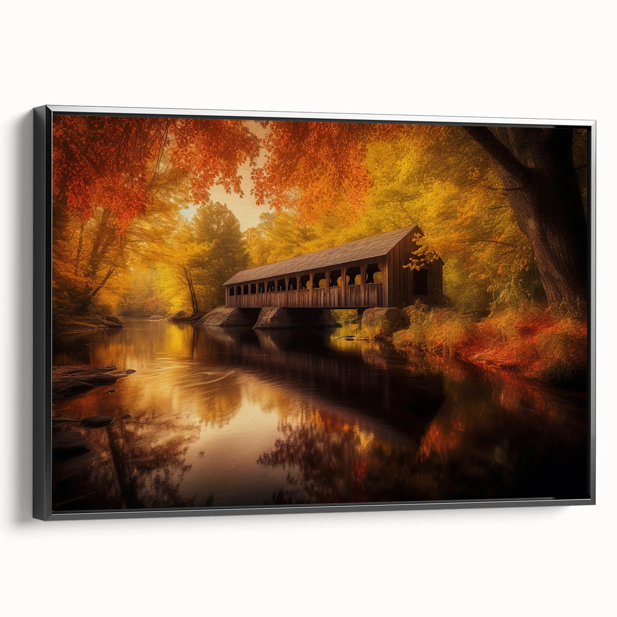 Framed canvas featuring a black and white vintage poster art of a landscape, ideal for bedroom wall decor.