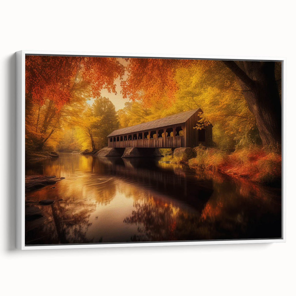 Framed vintage poster art on canvas, depicting colorful abstract shapes, suitable for living room decor.