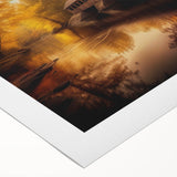Art deco poster featuring geometric patterns and metallic gold and black colors on a rolled canvas.