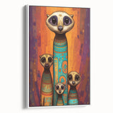 Framed canvas artwork showcasing a vibrant abstract design in bold colors, elegantly displayed from a side view against a neutral background, ideal for modern decor.