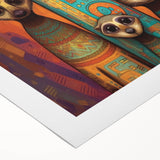 Rolled canvas showcasing vibrant African tribal wall art design, featuring intricate patterns and bold colors, securely packaged in a protective cardboard tube.