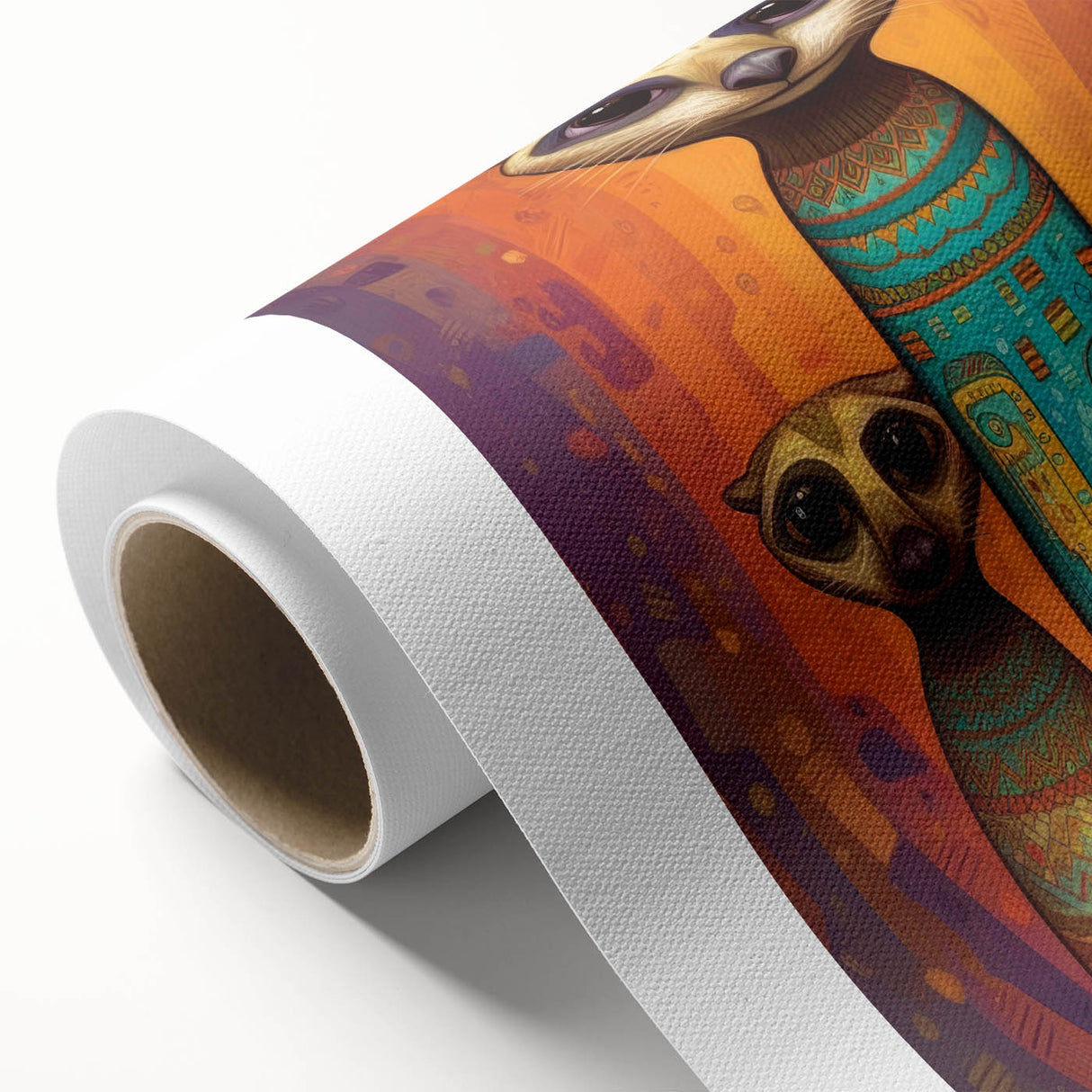 Rolled canvas showcasing vibrant African tribal wall art design with intricate patterns and textures, securely packaged in a durable cardboard tube for safe transport.
