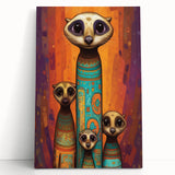 Stretched canvas print featuring vibrant abstract art design with bold colors, leaning against a textured wall, perfect for modern home decor.