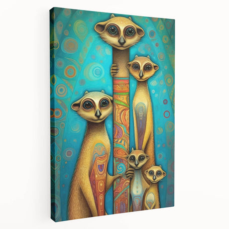 Stretched canvas artwork showcasing an abstract design in vibrant colors, viewed from the side, highlighting its gallery wrap and depth, ideal for modern home decor.