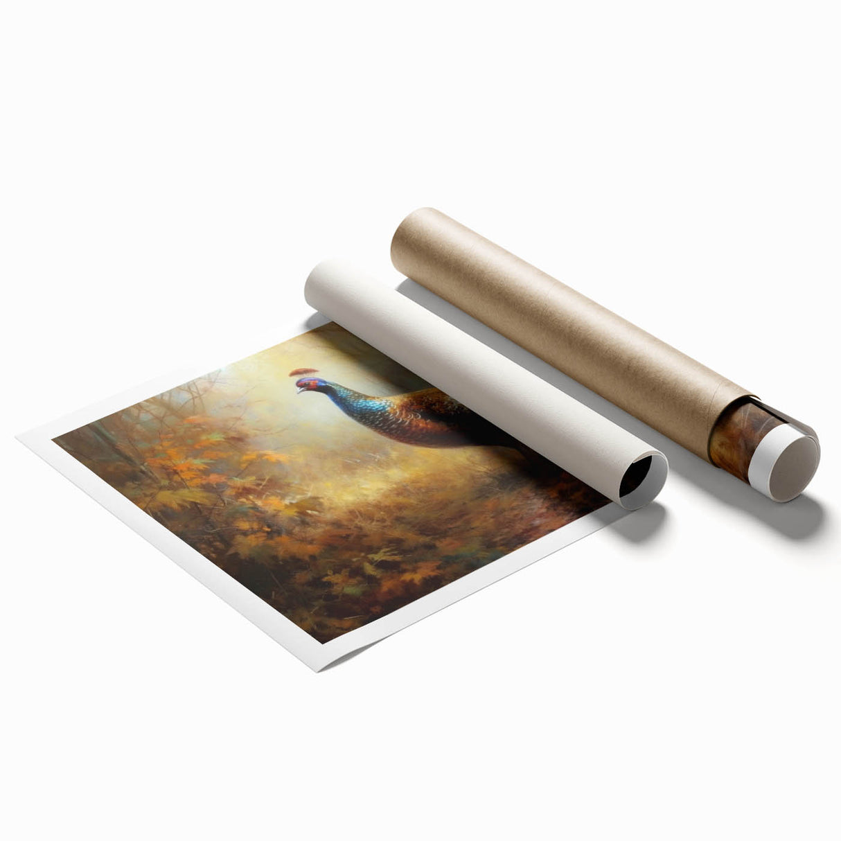 Rolled canvas print showcasing vibrant African tribal art with intricate patterns, presented in a sturdy cardboard tube for safe transport and storage.