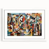 Elegant white frame with a matte finish, showcasing a vibrant landscape painting, positioned on a neutral surface. Ideal for home decor enthusiasts seeking stylish wall art solutions.