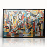 Framed acrylic artwork showcasing a vibrant, abstract design in striking black and white tones, presented from a front view to highlight its glossy finish and modern aesthetic. Perfect for contemporary home decor, this piece adds a bold statement to any room while enhancing artistic expression.