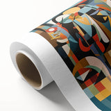 Rolled canvas showcasing vibrant African tribal art with intricate patterns and rich colors, securely packaged in a durable cardboard tube for safe transport.