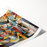 Rolled canvas print showcasing a vibrant African tribal design with intricate patterns and rich colors, securely packaged in a protective cardboard tube for safe storage.