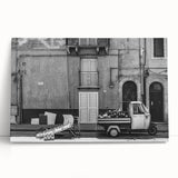 Large black and white abstract design on stretched canvas, ideal for kitchen wall art or bedroom ambiance.