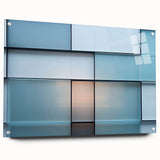 Large abstract wall art on acrylic glass, featuring swirling blue and gray tones.