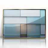 Mid-century modernist art deco poster featuring geometric shapes in gold and black on acrylic, ideal for nursery wall decor.