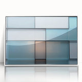 Framed acrylic print of a mid-century modernist abstract design in muted earth tones, ideal for nursery wall art.