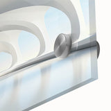 Large abstract wall art in muted earth tones on acrylic glass, suitable for dining room ambiance.