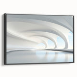 Framed canvas of a black and white landscape painting, ideal for bedroom wall decor.