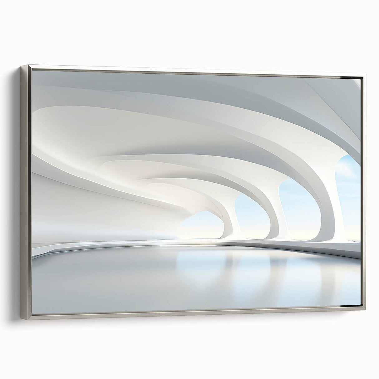 Extra large framed vintage poster art on canvas, featuring colorful abstract designs on a black background.