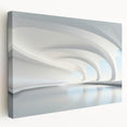 Large abstract painting on stretched canvas with swirls of blue and white, suitable for kitchen wall art.