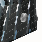 Large abstract wall art in vibrant blue and green hues on acrylic glass.