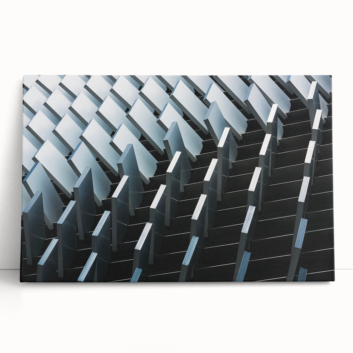 Large black and white photo of a cityscape on stretched canvas, ideal for kitchen wall art or bedroom decor.