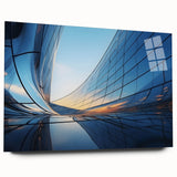 Large abstract wall art in vibrant blue and green tones on acrylic glass, ideal for bedroom or dining room decor.