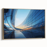 Framed canvas landscape art painting featuring a colorful, vintage-style poster design against a black background.