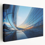 Large abstract acrylic print on canvas featuring swirling blue and white patterns, ideal for kitchen wall art.