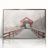 Mid-century modernist art depicting geometric shapes in muted colors on a framed acrylic print.