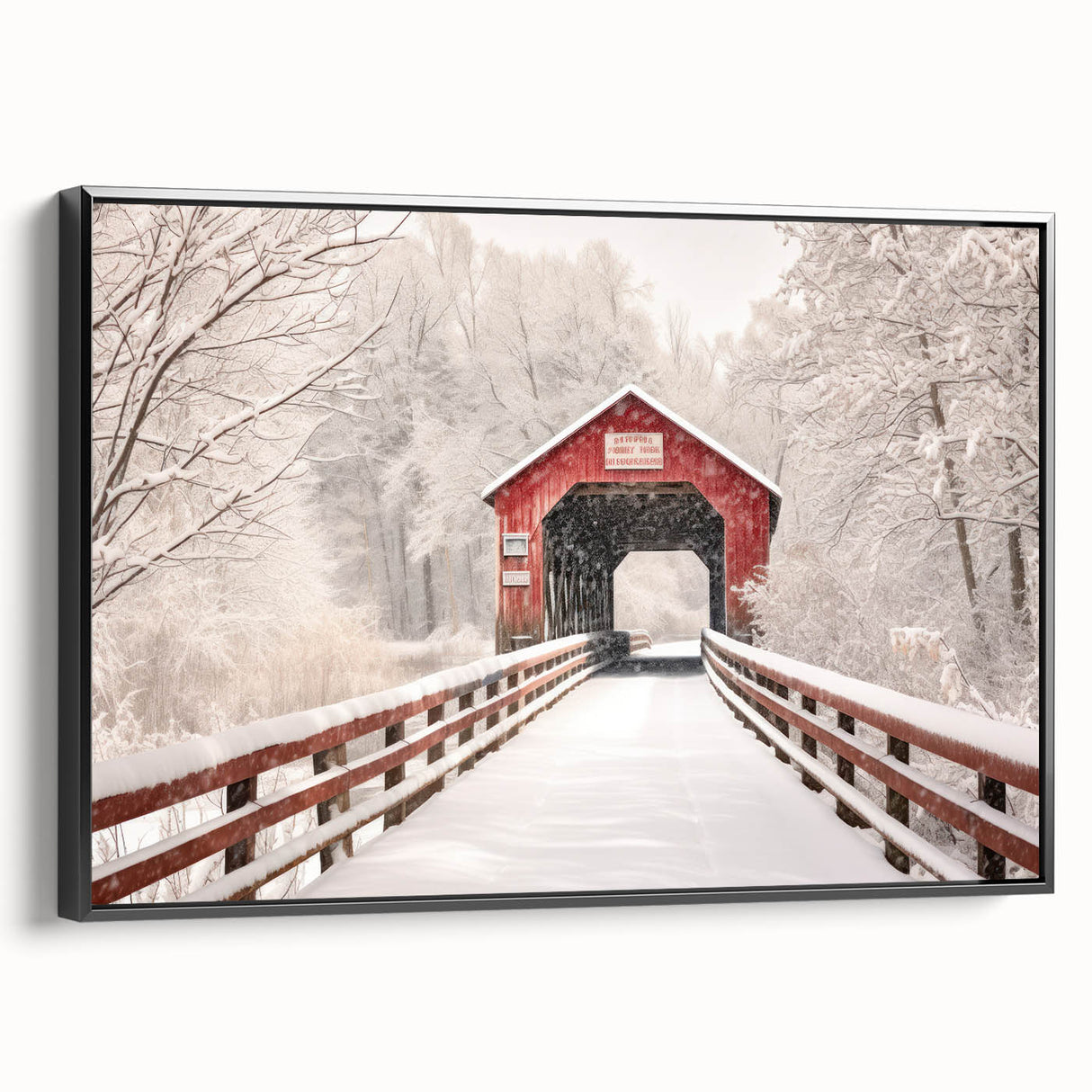 Framed canvas of a black and white vintage landscape painting, ideal for bedroom decor.