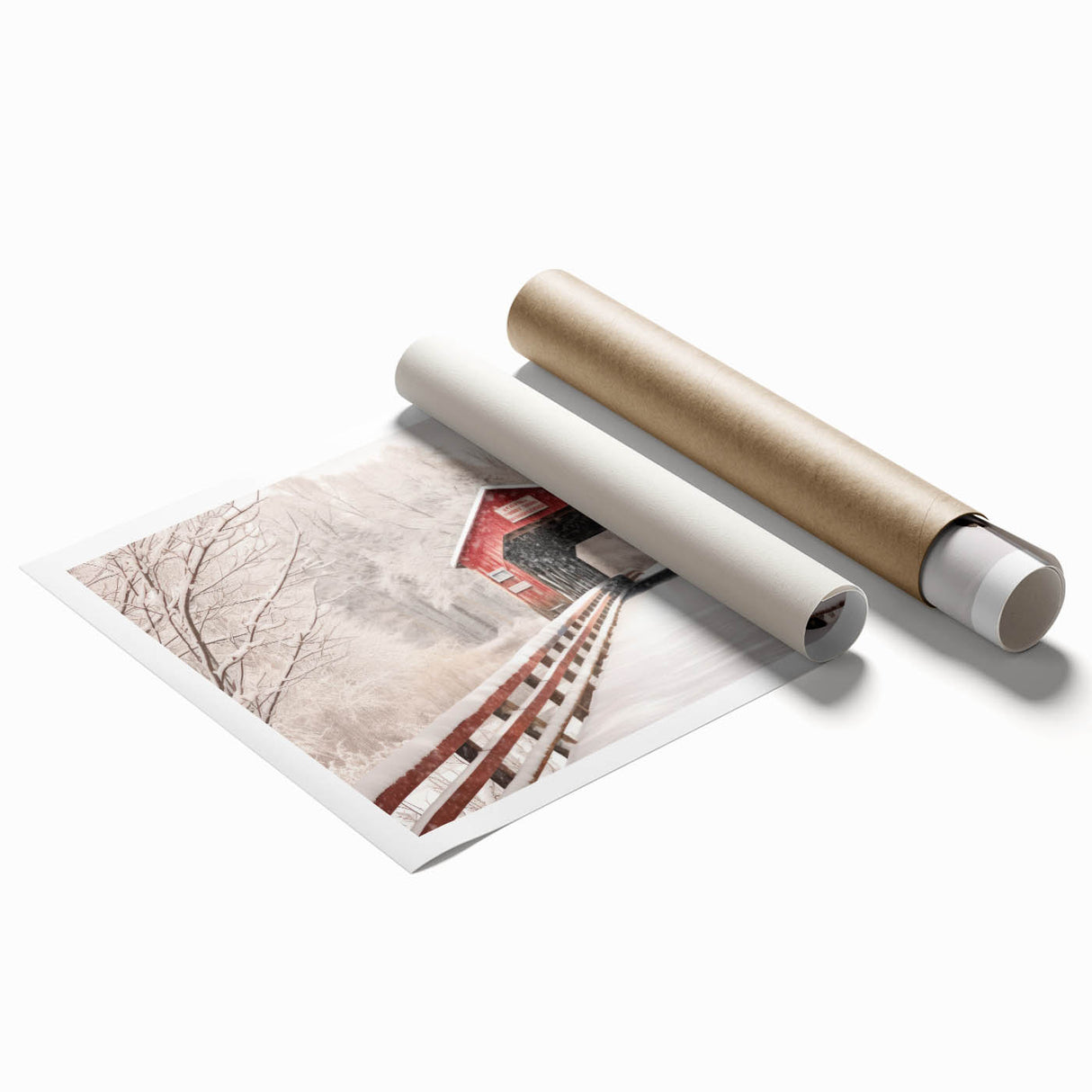 Extra large rolled canvas print featuring delicate floral designs in soft pastel shades.