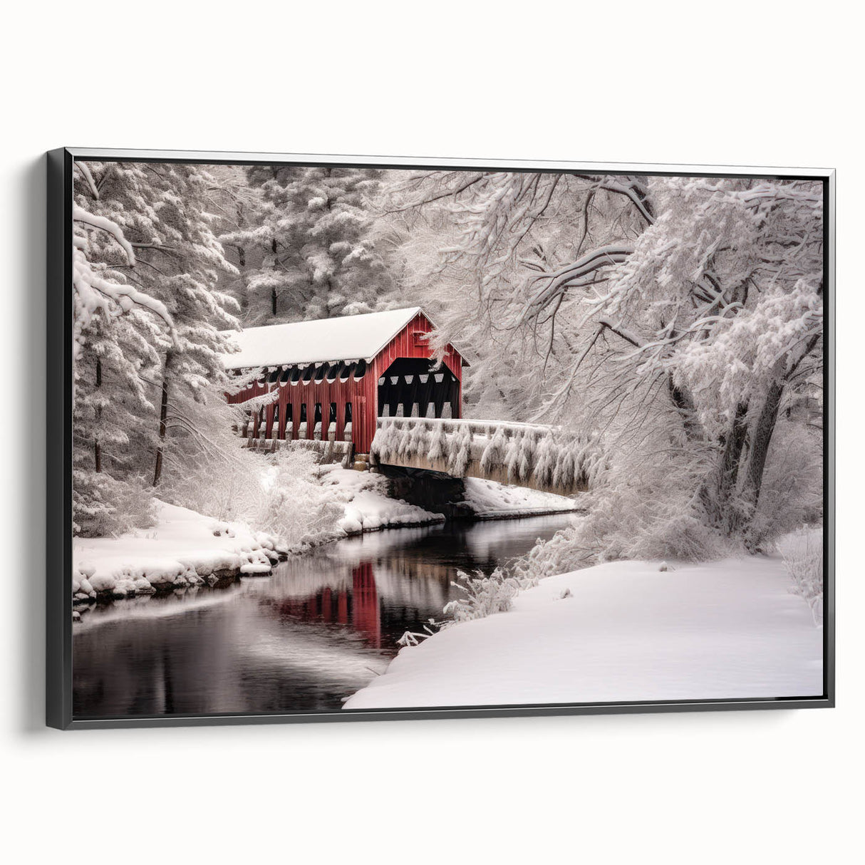 Black and white landscape painting on framed canvas, featuring a serene tree-lined road, ideal for bedroom wall decor.