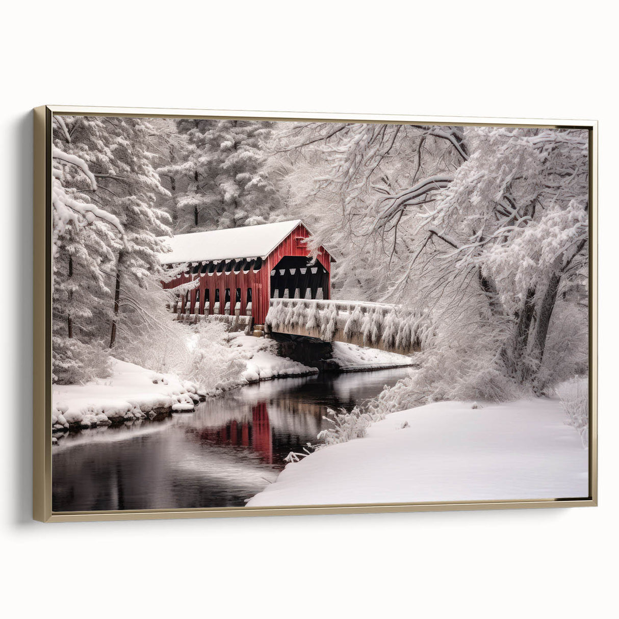 Framed canvas depicting a vintage landscape painting with muted gold and black tones, suitable for bedroom wall art.
