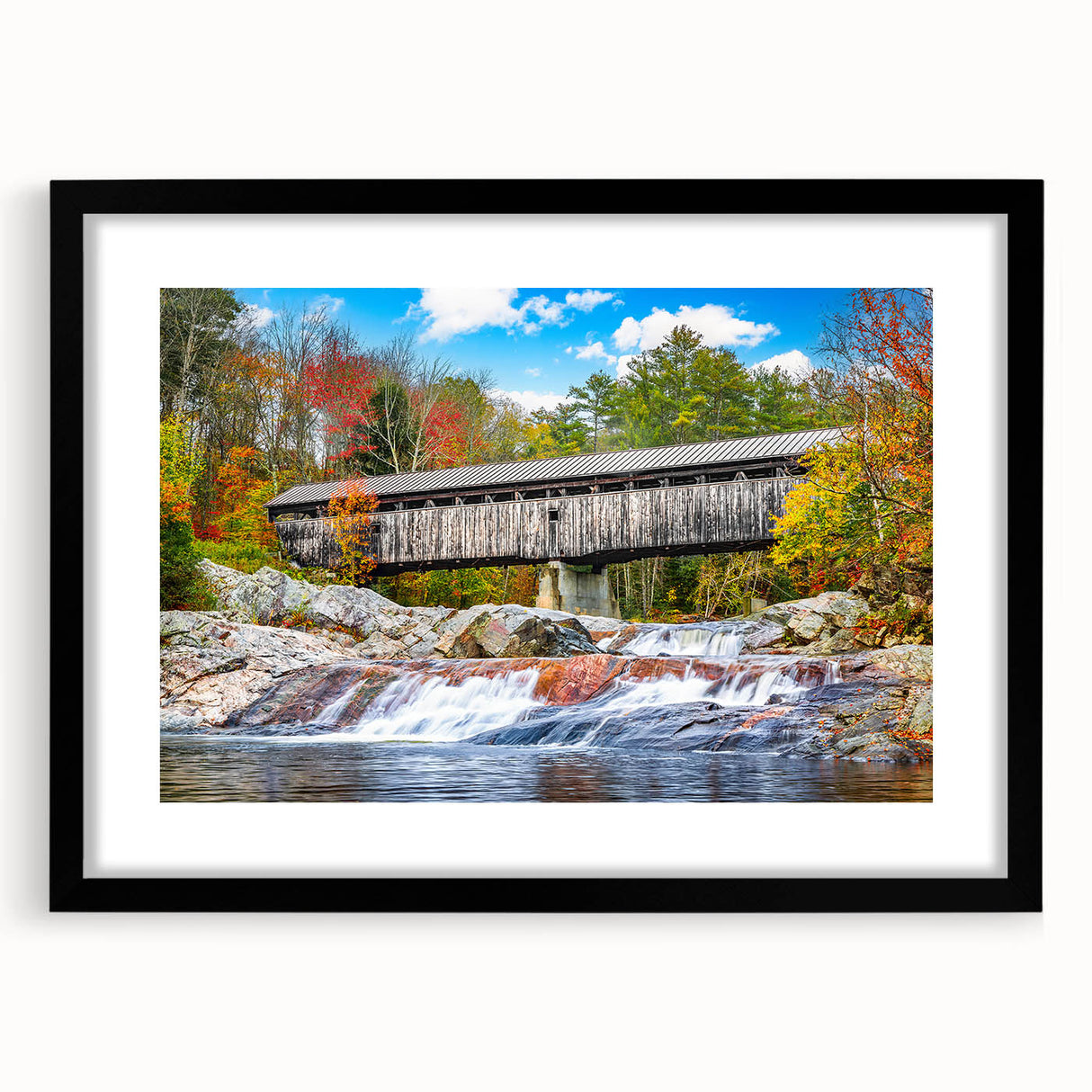 Extra large, textured abstract art print featuring swirls of vibrant colors on a black framed canvas.