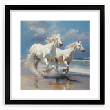 Black frame with a white mat showcasing a vibrant landscape painting, ideal for modern home decor. The artwork captivates with its bold colors and intricate details, enhancing interior spaces.