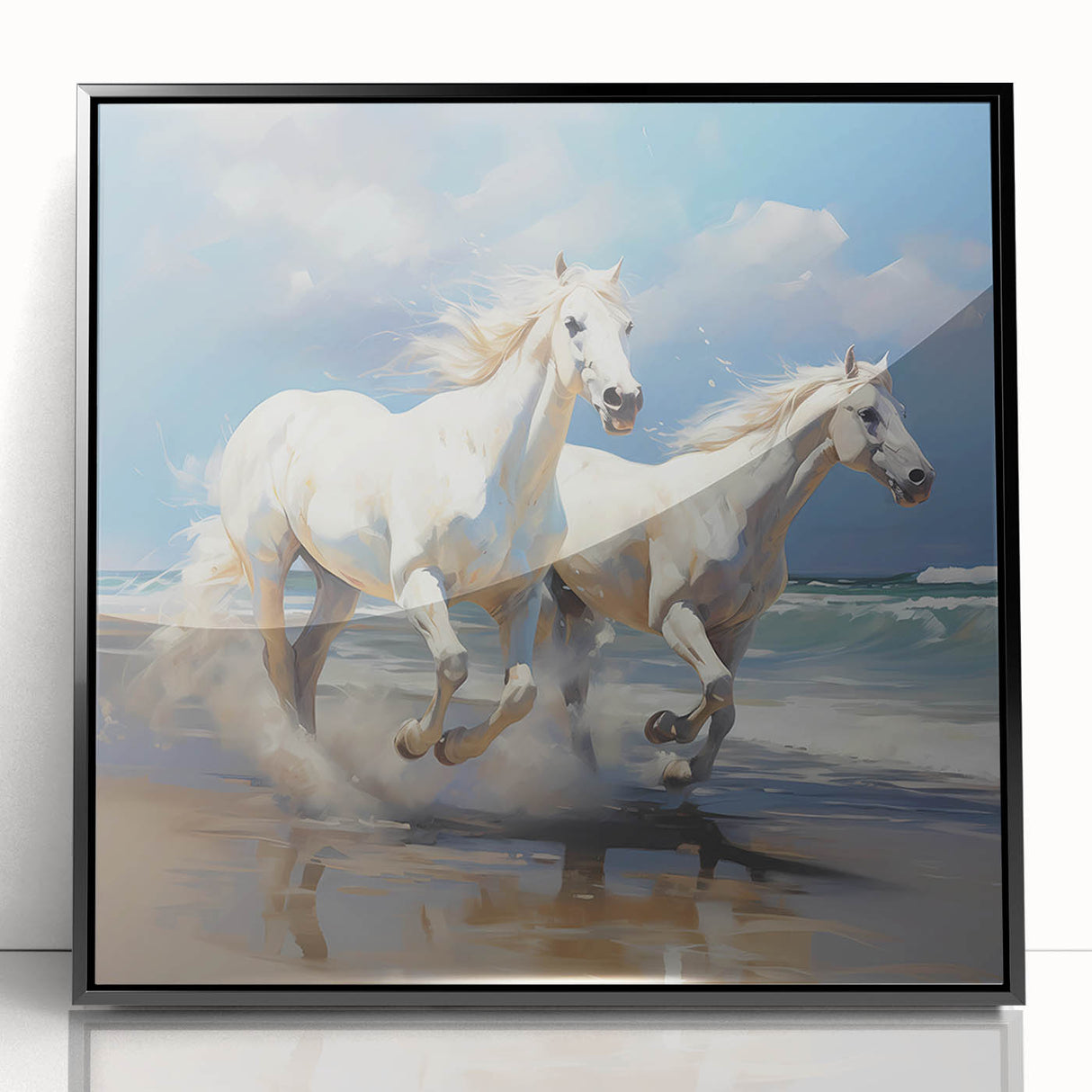 Framed acrylic print showcasing a sleek black design, perfect for modern decor. Features a polished surface that enhances visual appeal, ideal for stylish interiors.