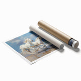 Rolled canvas print showcasing vibrant African tribal art design, featuring intricate patterns and rich colors, securely packaged in a protective cardboard tube.