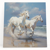 Stretched canvas artwork depicting a serene landscape with vibrant colors, leaning against a textured wall, ideal for home decor enthusiasts seeking unique wall art.