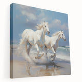 Stretched canvas print showcasing vibrant abstract art with bold colors and dynamic brush strokes, designed to enhance modern home decor aesthetics.