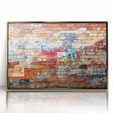 Large art print of a mid-century modernist abstract design in muted gold and ivory, framed acrylic.