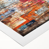 Art deco poster featuring geometric patterns in gold and black on rolled canvas, suitable for dining room decor.